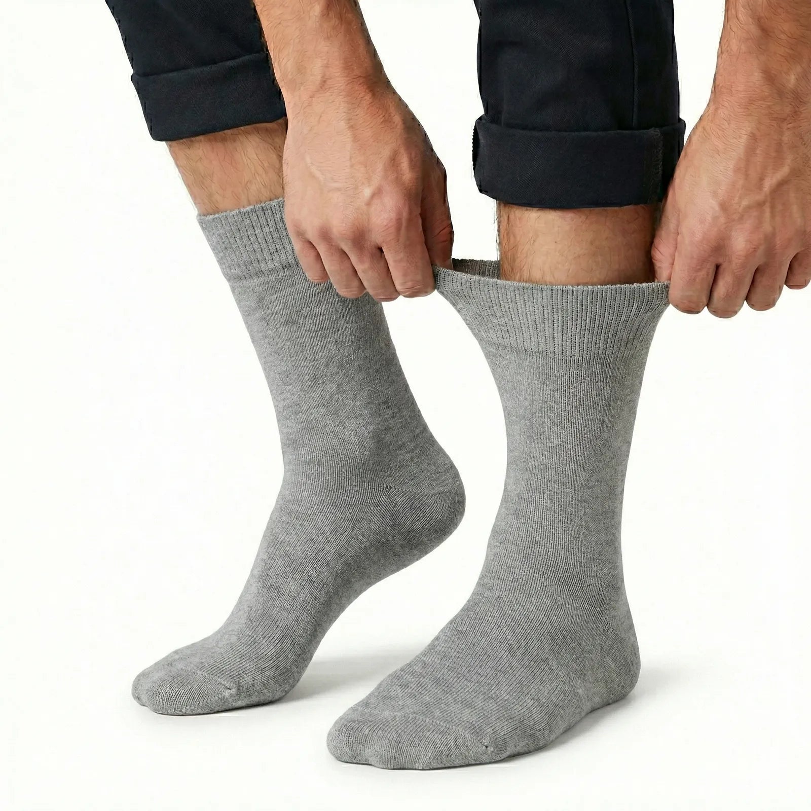 1x Pair COTTON Rich LOOSE TOP SOCKS Circulation Diabetic Comfort in Grey